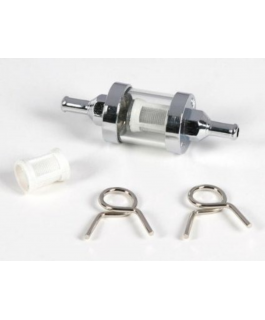FUEL FILTER 1/4 CHROME GLASS